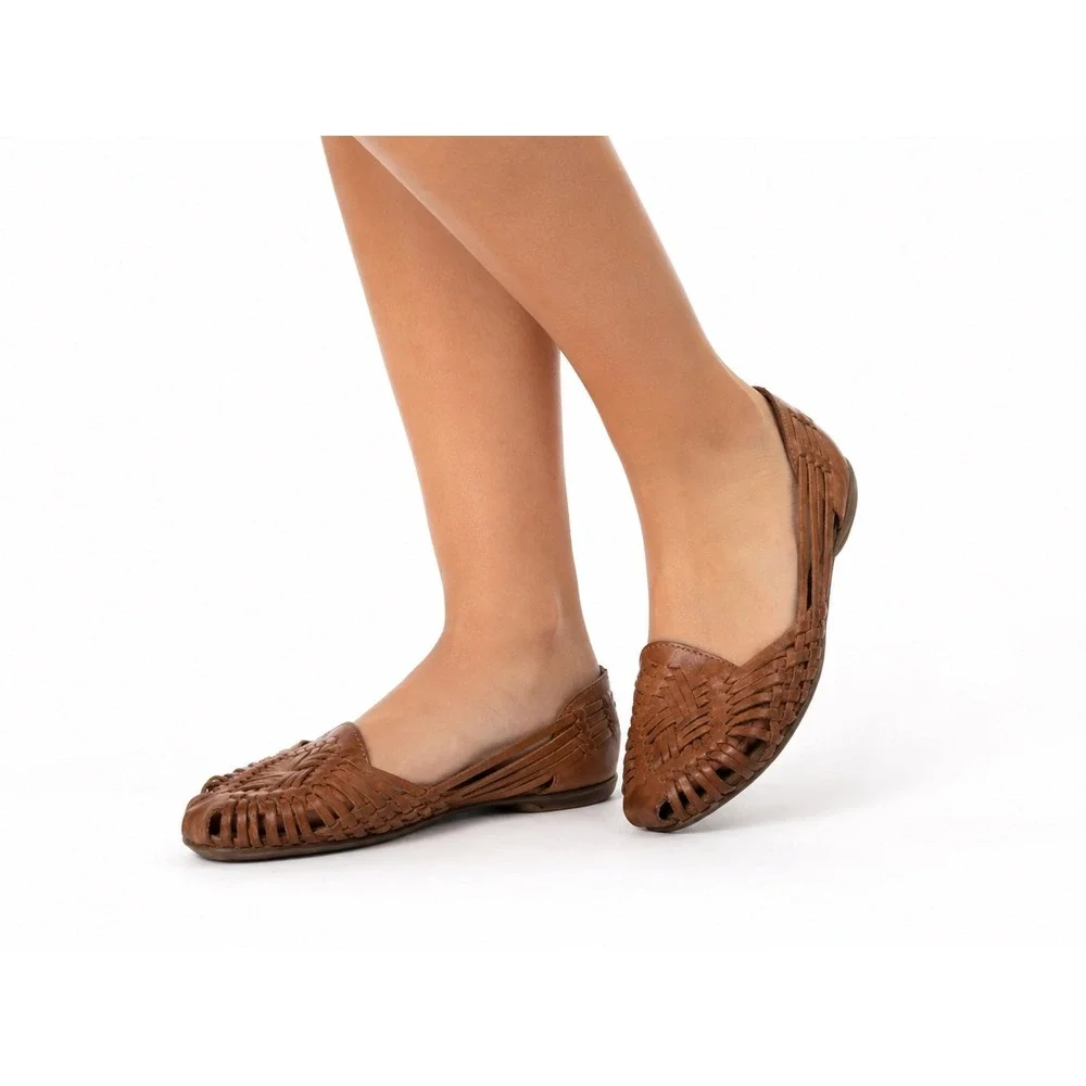 Natural Soul Naturalizer Brown Leather Huarache Woven Sandals Women's Size 7.5
